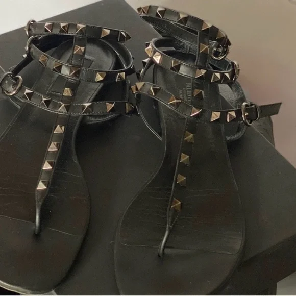 Valentino Noir Rockstud Gladiator Sandals